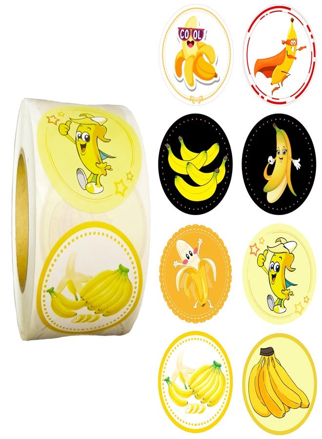 ATSMOICY 500 Pieces Cute Banana Labels Roll Stickers - Fruit Party Themed Baby Shower Birthday Party Supplies Decorations Favors Dessert Chocolate Candy School Prizes Stickers - Image 2